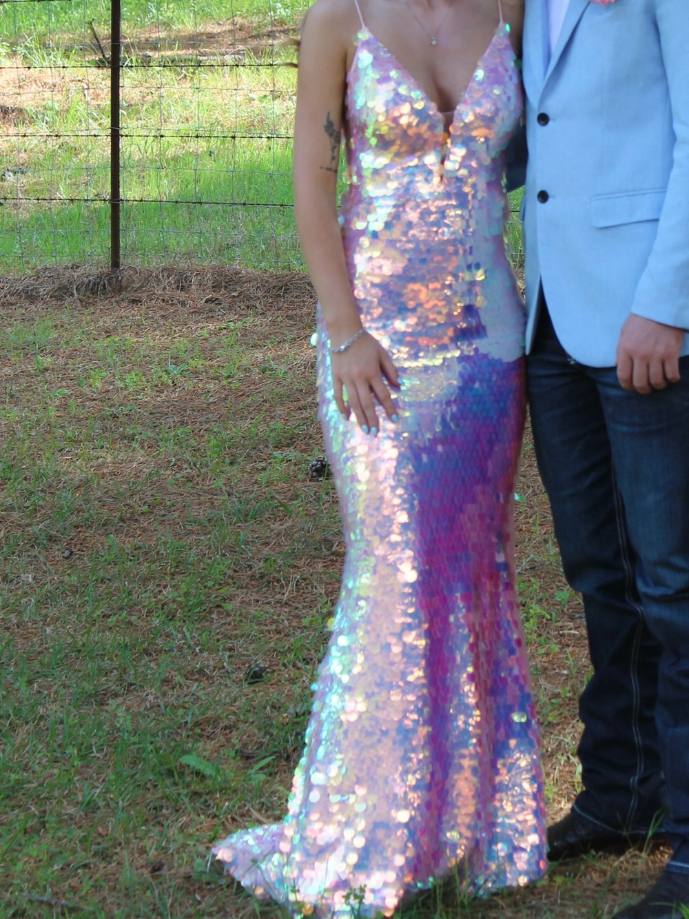 Iridescent Sequin Mermaid Gown - Pink/Purple Hues